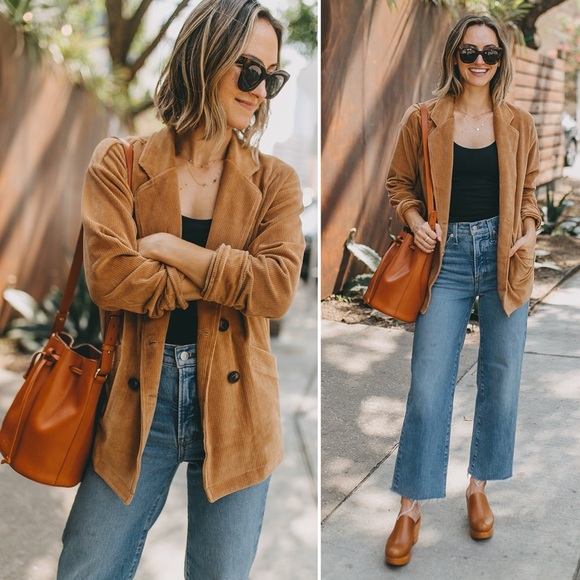 Madewell Knit Corduroy Redford Blazer NWT Plus Size 4X Hazelnut Double Breasted - Picture 3 of 15